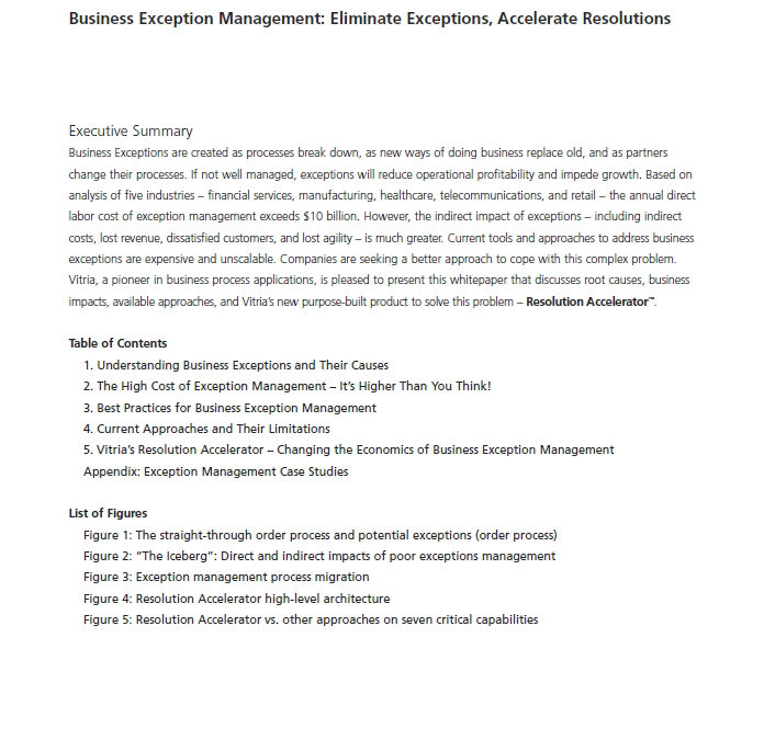 Business Exception Management: Eliminate Exceptions, Accelerate Resolutions