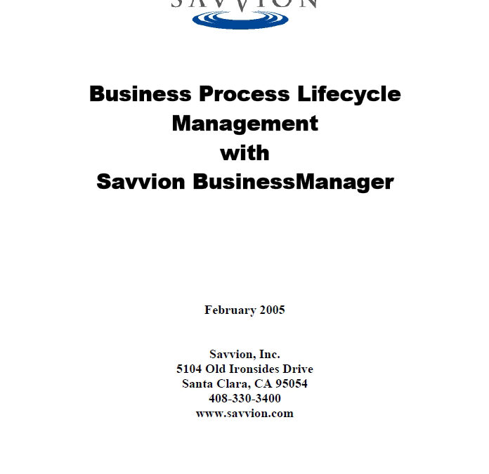 Business Process Lifecycle Management with Savvion BusinessManager