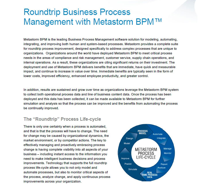 Roundtrip Business Process Management with Metastorm BPM